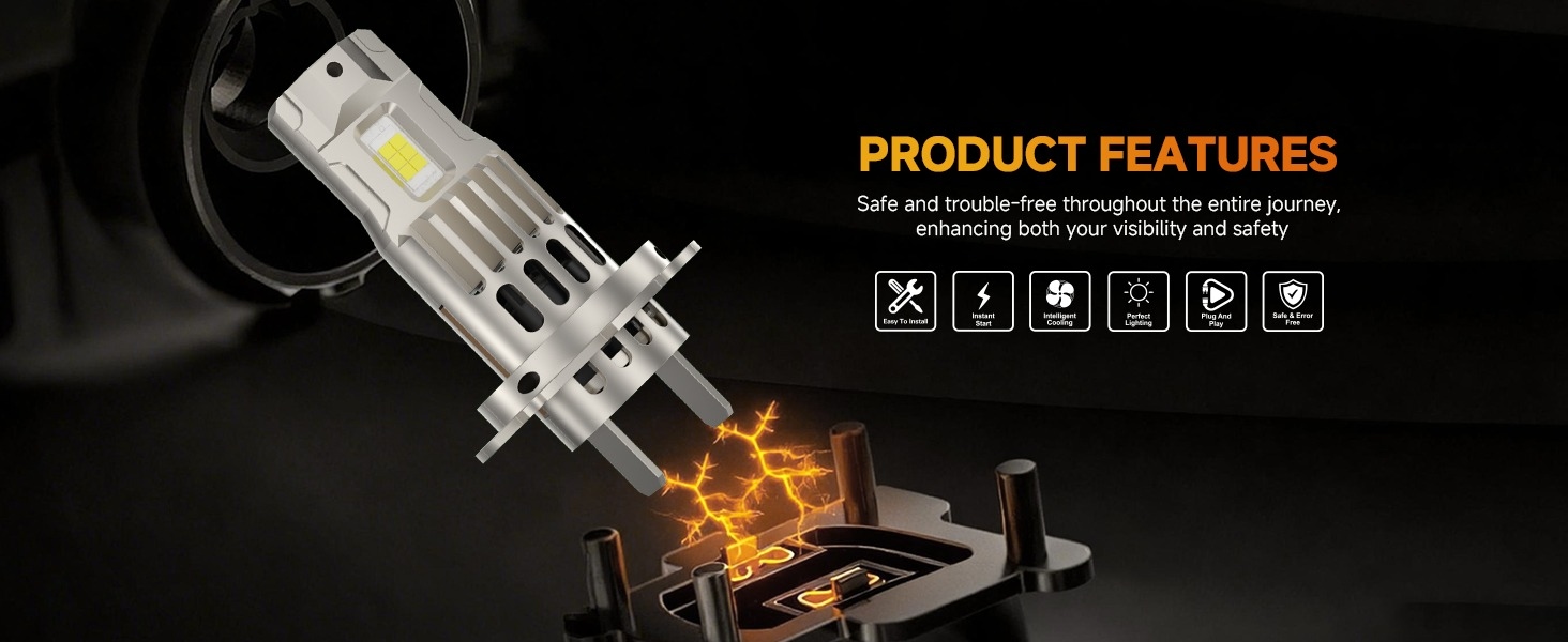 H7 Z-100 Series Ultra-High Brightness 6000LM 60W LED Bulbs 6000K Cool White detail 3