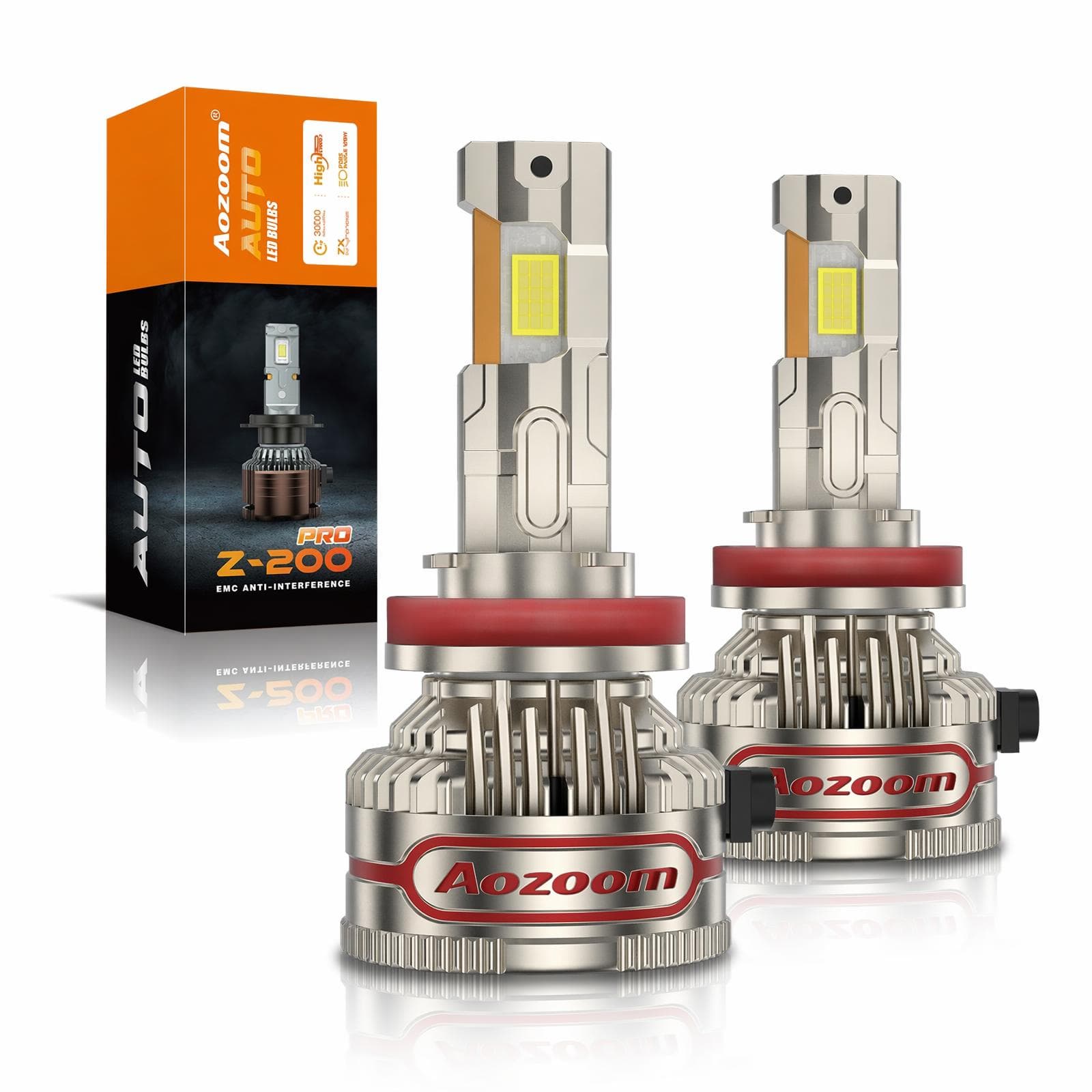 Aozoom Z-200 Pro Series H11 LED Bulbs, Brightness 16000LM 150W thumbnail 1