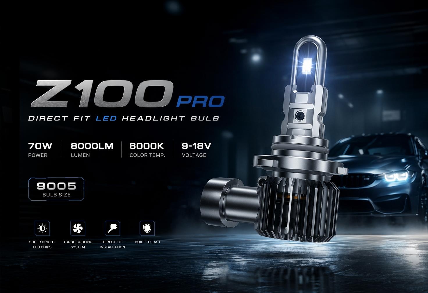 Aozoom Z-100 Pro Series 9005 LED Bulbs, Brightness 8000LM 70W detail 1