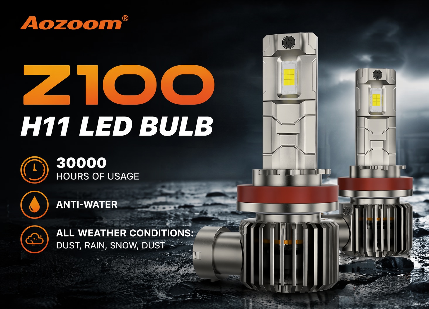 Aozoom Z-100 Series H11 LED Bulbs, Brightness 7000LM 70W detail 1