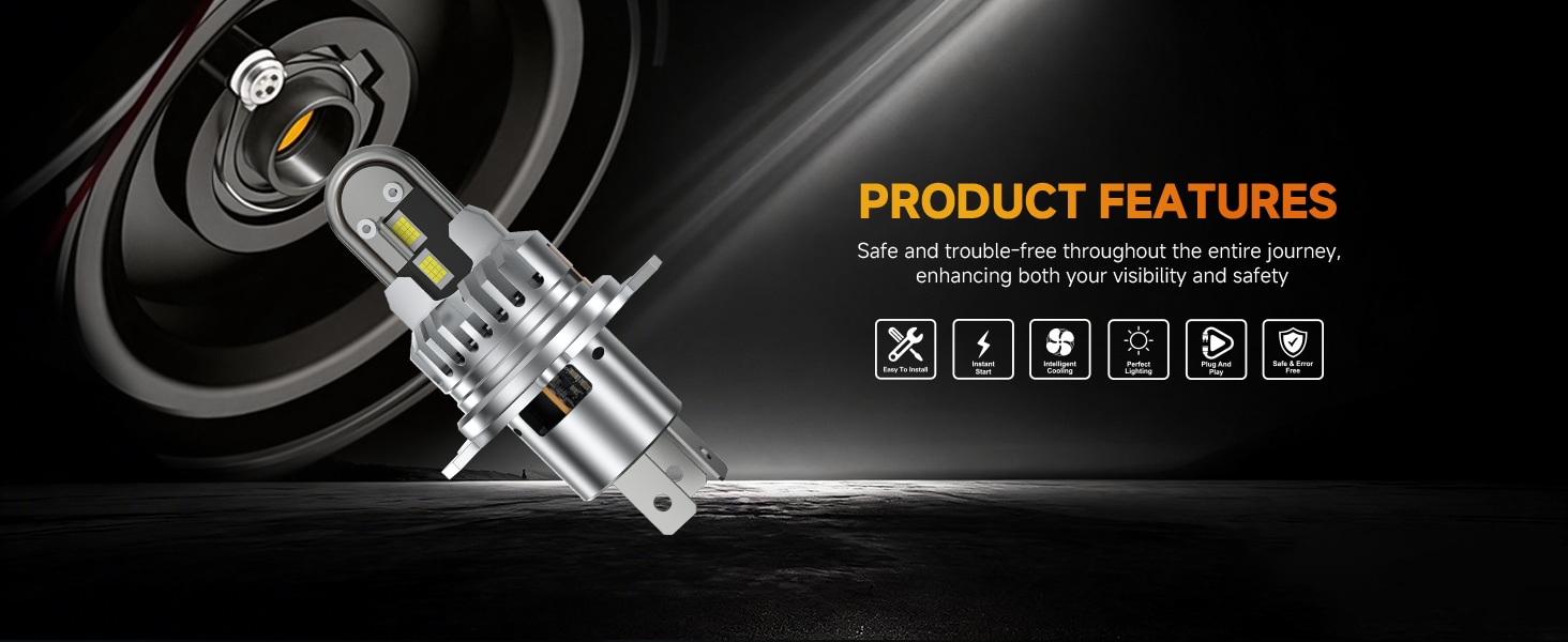 Aozoom Z-100 Pro Series H4 LED Bulbs, Brightness 8000LM 70W detail 2