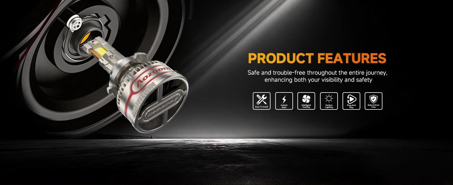 Aozoom Z-200 Pro Series H4 LED Bulbs, Brightness 16000LM 150W detail 2