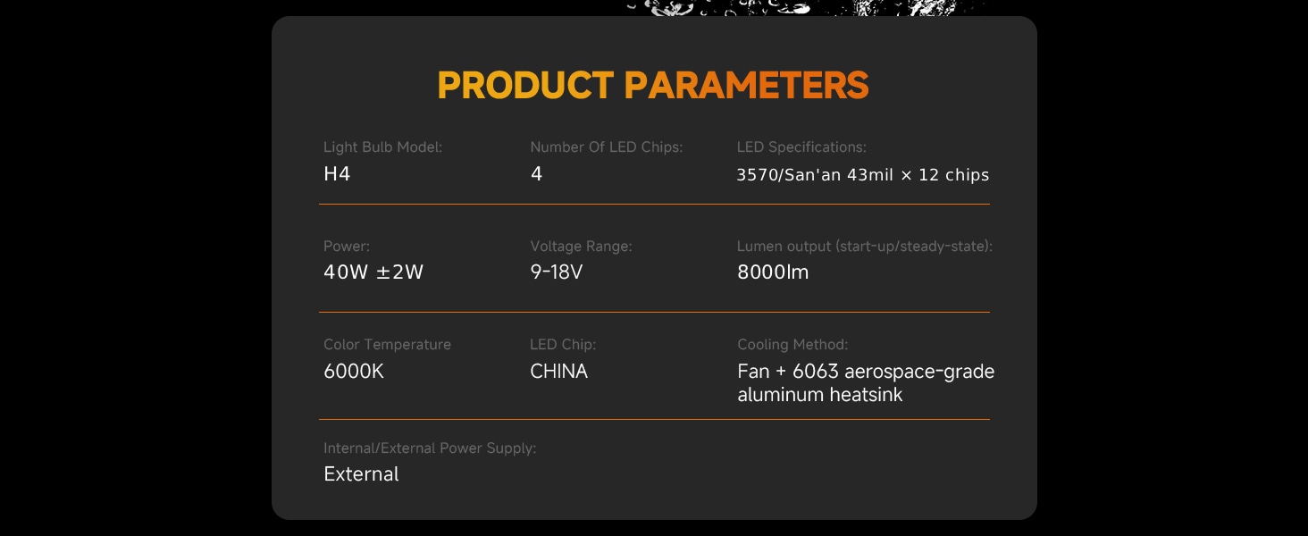 Aozoom Z-100 Pro Series H4 LED Bulbs, Brightness 8000LM 70W detail 6