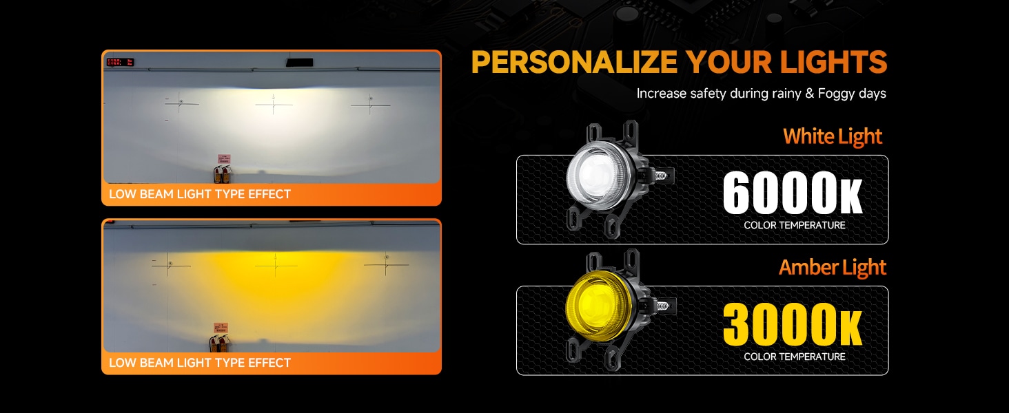Aozoom F20 Series Fog Lights, Toyota Bi-color, White Yellow detail 7