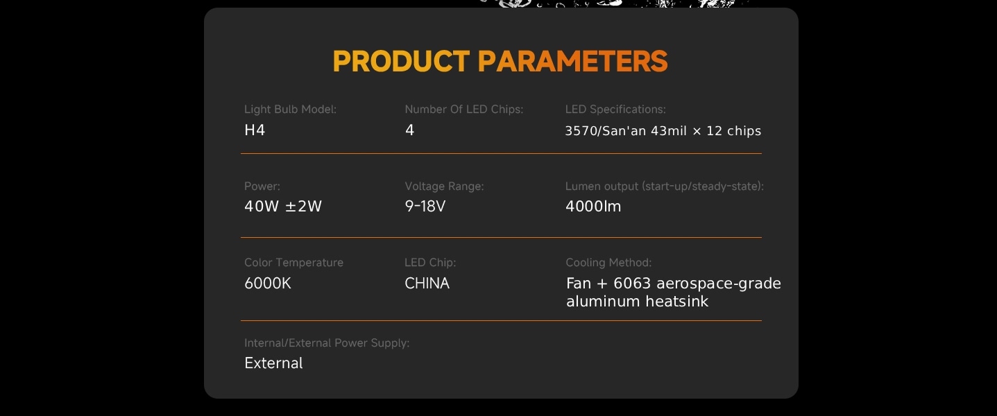 Aozoom Z-100 Pro Series H4 LED Bulbs, Brightness 8000LM 70W detail 6