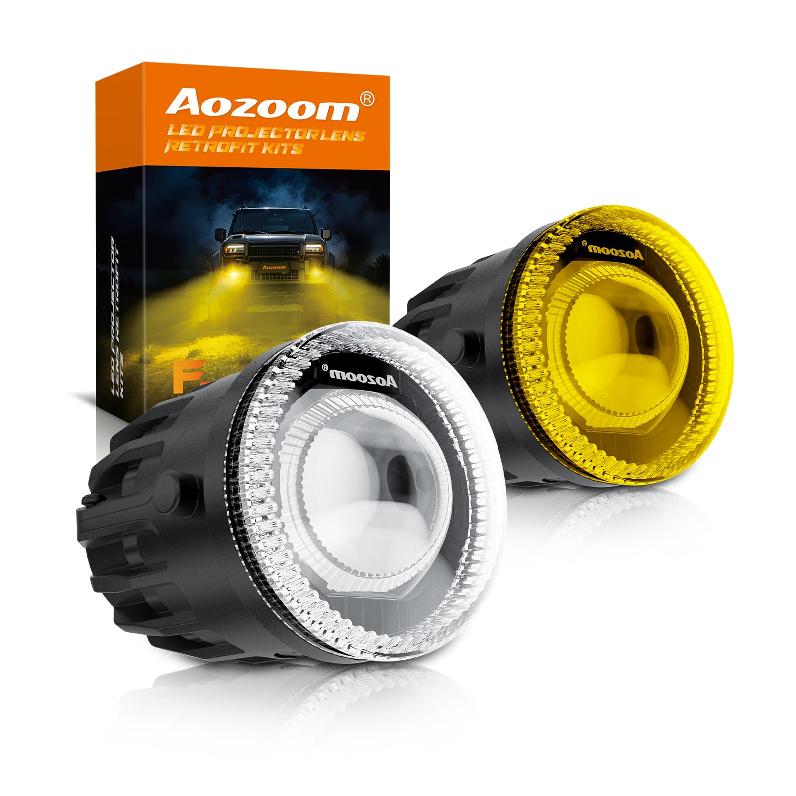 Aozoom F20 Series Fog Lights, Universal Bi-color, White Yellow Copy image 1