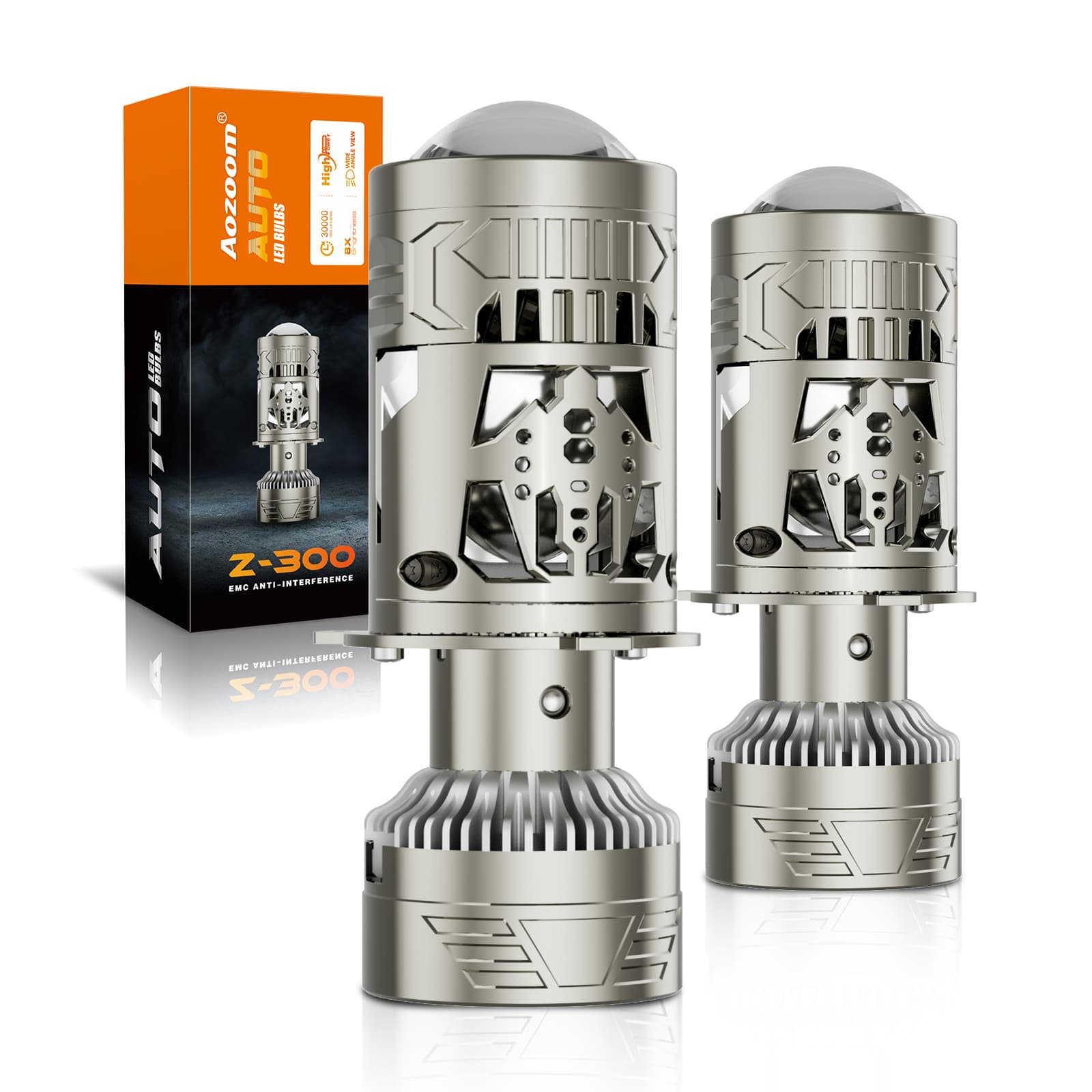 Aozoom Z-300 Series H4 Mini-lens LED Headlight Bulbs, 14000LM 140W image 1
